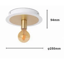 PLAFONIERA DA SOFFITTO IN METALLO ORO BIANCO CON LUCE LAMPADA ATTACCO E27 32651