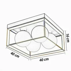 PLAFONIERA DA SOFFITTO LAMPADA IN METALLO NERO BRONZO CON 4 SFERE VETRO G9 C76-4