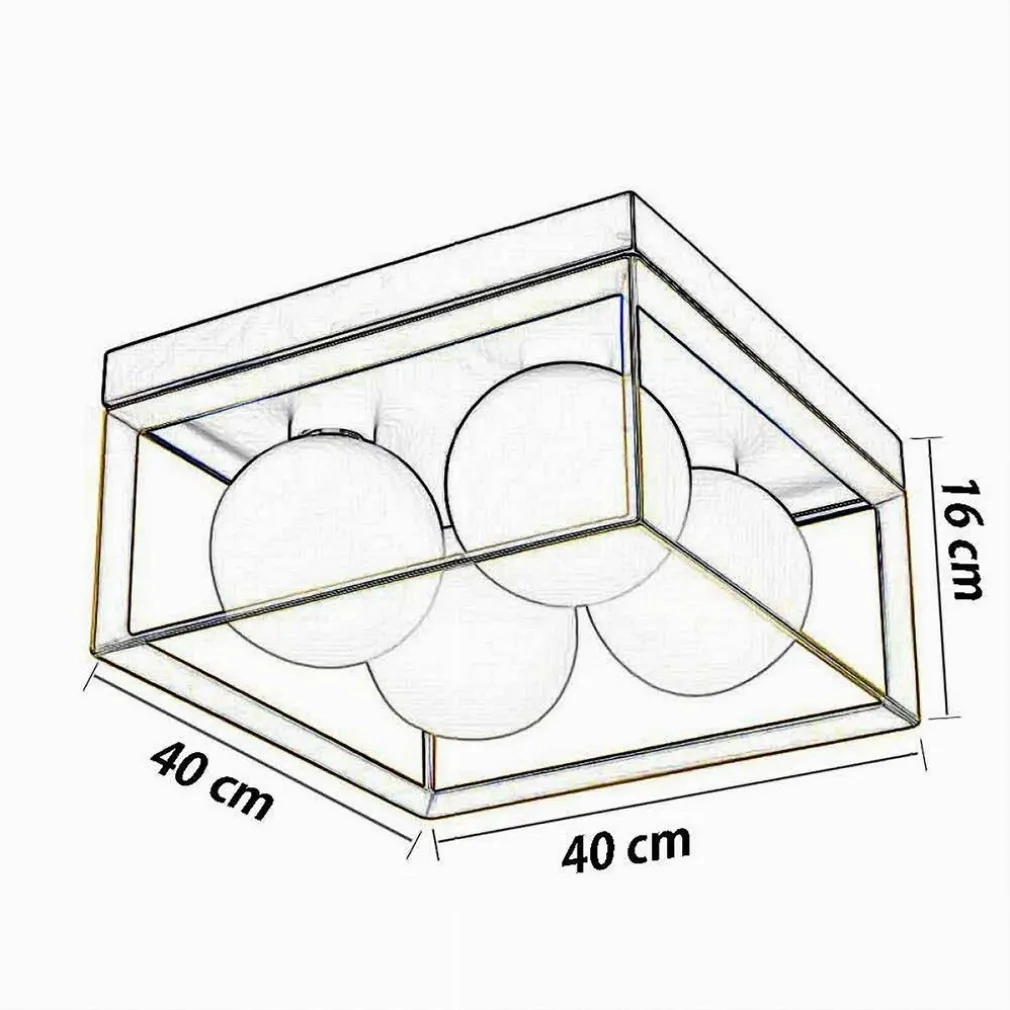 PLAFONIERA DA SOFFITTO LAMPADA IN METALLO NERO BRONZO CON 4 SFERE VETRO G9 C76-4