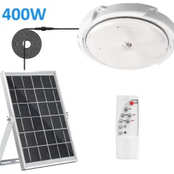 PLAFONIERA FARO LED PANNELLO SOLARE 400 W CON SENSORE CREPUSCOLARE IP65 ESTERNO