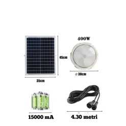 PLAFONIERA FARO LED PANNELLO SOLARE 400 W CON SENSORE CREPUSCOLARE IP65 ESTERNO