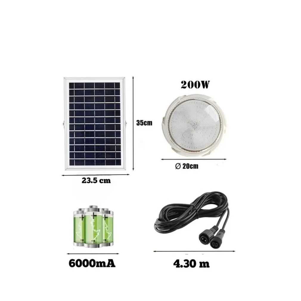 PLAFONIERA FARO LED PANNELLO SOLARE 200 W CON SENSORE CREPUSCOLARE IP65 ESTERNO