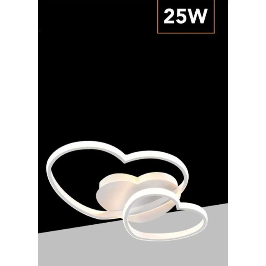 PLAFONIERA LAMPADA LED DESIGN DOPPIO CUORE BIANCO 25W 3 COLORI DI LUCE CCT PN-05B3C