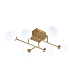 PLAFONIERA LAMPADARIO DA SOFFITTO BRONZO MINIMAL STRUTTURA METALLO 6 SFERE ATTACCO G9 C77