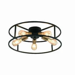 PLAFONIERA LAMPADARIO DA SOFFITTO CIRCOLARE STILE INDUSTRIALE LAMPADA 5XE27 C71-5