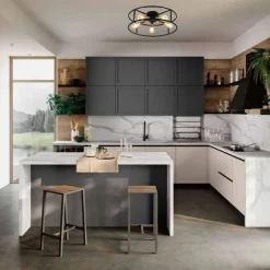 PLAFONIERA LAMPADARIO DA SOFFITTO CIRCOLARE STILE INDUSTRIALE LAMPADA 5XE27 C71-5