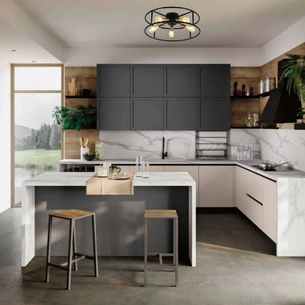 PLAFONIERA LAMPADARIO DA SOFFITTO CIRCOLARE STILE INDUSTRIALE LAMPADA 5XE27 C71-5