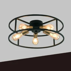PLAFONIERA LAMPADARIO DA SOFFITTO CIRCOLARE STILE INDUSTRIALE LAMPADA 5XE27 C71-5