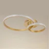 PLAFONIERA LED 48 W 2 CERCHI EFFETTO CRISTALLO CON TELECOMANDO MODERNO ORO 31791