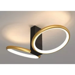 PLAFONIERA LED 22 W 2 CERCHI ORO MODERNO LAMPADARIO SOFFITTO DOPPIO ANELLO 50544