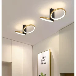 PLAFONIERA LED 22 W 2 CERCHI ORO MODERNO LAMPADARIO SOFFITTO DOPPIO ANELLO 50544