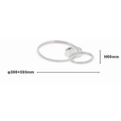 PLAFONIERA LED 48 W 2 CERCHI EFFETTO CRISTALLO TELECOMANDO MODERNO BIANCO 31777