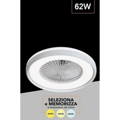 PLAFONIERA LED 62 W VENTILATORE DIMMERABILE TELECOMANDO 3 COLORAZIONI LUCE 60006