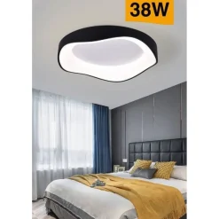 PLAFONIERA LED A ONDA NERO 38 WATT ULTRA MODERNA TRE COLORAZIONI DI LUCE C53-N3C
