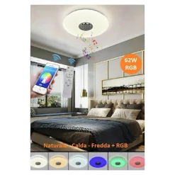 PLAFONIERA LED 3IN1 RGB 62W CIRCOLARE CIELO STELLATO BLUETOOTH ALTOPARLANTE APP