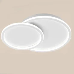 PLAFONIERA LED LAMPADARIO SOFFITTO DESIGN A 2 CERCHI BIANCO MODERNO 45W PN-26-3C