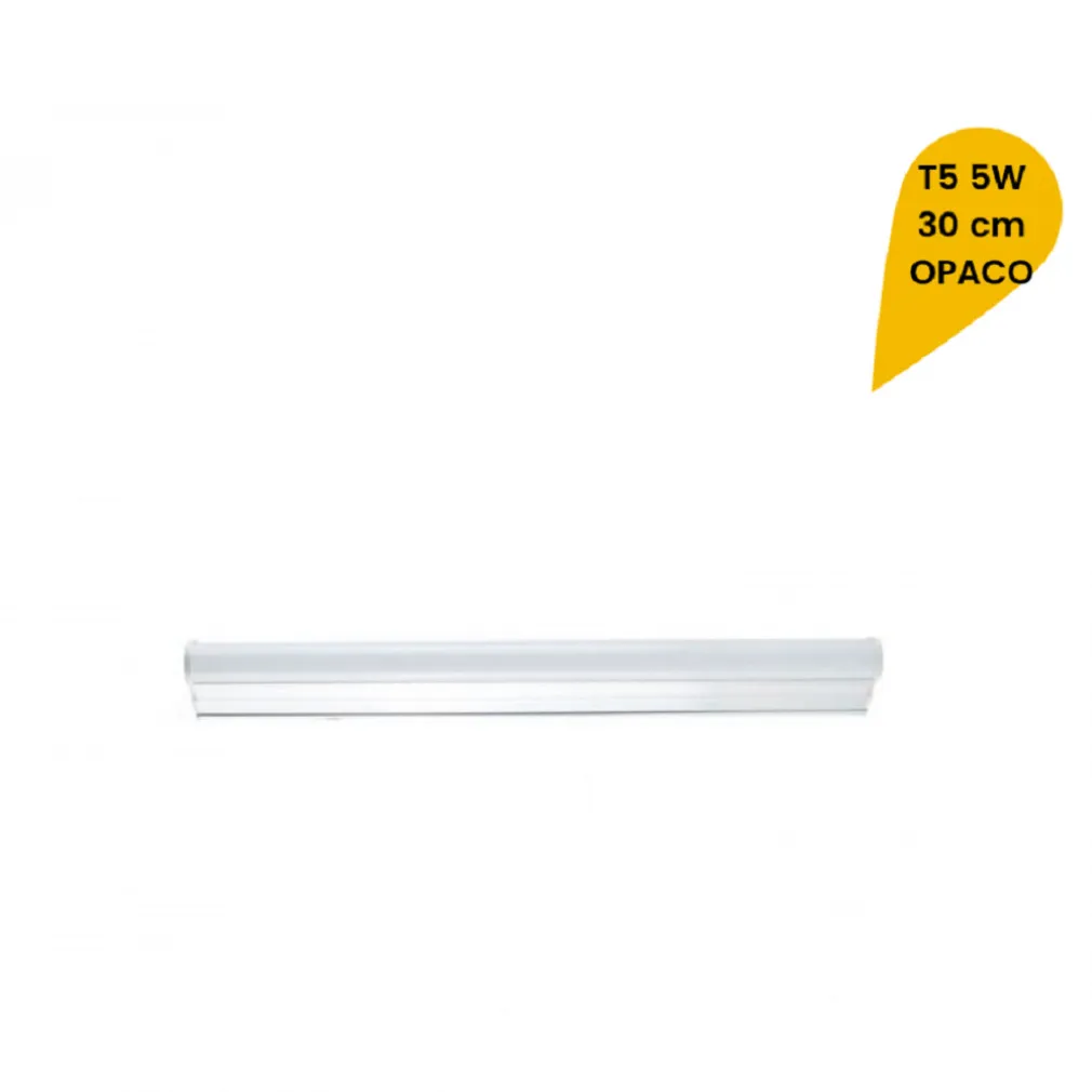 PLAFONIERA LED NEON T5 SOTTO PENSILE REGLETTE TUBO VETRO OPACO 5 WATT 30CM T5-30