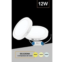 PLAFONIERA LED PANNELLO 12 W 3 COLORAZIONE LUCE FREDDA CALDA NATURALE P170B-T3C