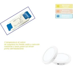 PLAFONIERA LED PANNELLO 12 W 3 COLORAZIONE LUCE FREDDA CALDA NATURALE P170B-T3C