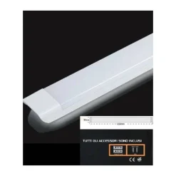 PLAFONIERA LED SLIM 54W 120CM SOTTOPENSILE RIPIANI LUCE CALDA FREDDA NATURALE