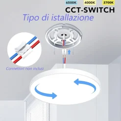 PLAFONIERA LED ULTRA SLIM 24W IP40 CON TECNOLOGIA CCT DA 6500K A 2700K CON SWITCH LV300-3C