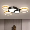PLAFONIERA LED 48W 5 CERCHI ORO NERO LAMPADA DA SOFFITTO MODERNO LUCE 4000K 70999