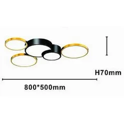 PLAFONIERA LED 48W 5 CERCHI ORO NERO LAMPADA DA SOFFITTO MODERNO LUCE 4000K 70999