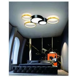 PLAFONIERA LED 48W 5 CERCHI ORO NERO LAMPADA DA SOFFITTO MODERNO LUCE 4000K 70999