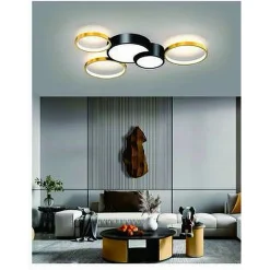 PLAFONIERA LED 48W 5 CERCHI ORO NERO LAMPADA DA SOFFITTO MODERNO LUCE 4000K 70999