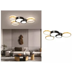 PLAFONIERA LED 48W 5 CERCHI ORO NERO LAMPADA DA SOFFITTO MODERNO LUCE 4000K 70999
