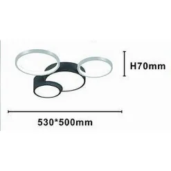 PLAFONIERA LED 36W 4 CERCHI ARGENTO NERO LAMPADA SOFFITTO MODERNO LUCE 4000K 70937