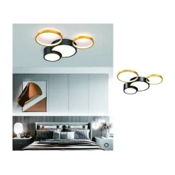 PLAFONIERA LED 36W 4 CERCHI ORO NERO LAMPADA DA SOFFITTO MODERNO LUCE 6500K 70968