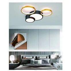 PLAFONIERA LED 36W 4 CERCHI ORO NERO LAMPADA DA SOFFITTO MODERNO LUCE 6500K 70968