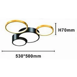 PLAFONIERA LED 36W 4 CERCHI ORO NERO LAMPADA DA SOFFITTO MODERNO LUCE 6500K 70968