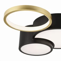 PLAFONIERA LED 36W 4 CERCHI ORO NERO LAMPADA DA SOFFITTO MODERNO LUCE 6500K 70968