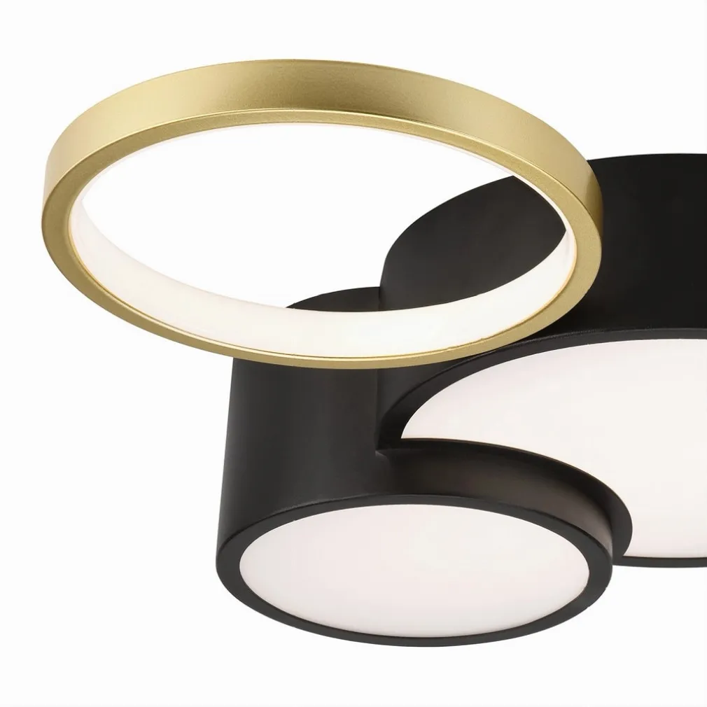 PLAFONIERA LED 36W 4 CERCHI ORO NERO LAMPADA DA SOFFITTO MODERNO LUCE 6500K 70968