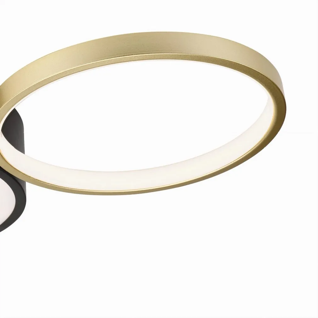 PLAFONIERA LED 36W 4 CERCHI ORO NERO LAMPADA DA SOFFITTO MODERNO LUCE 6500K 70968