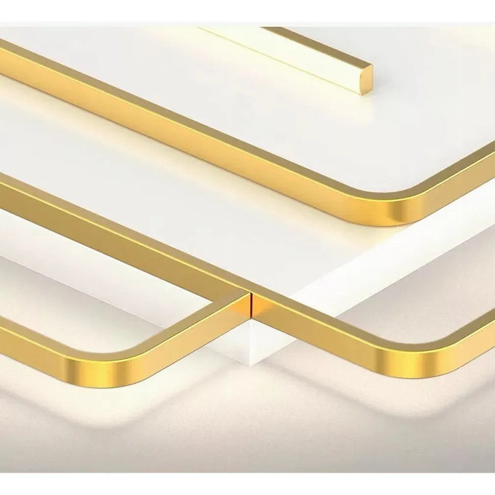 PLAFONIERA LED 48W QUADRATA SPIRALE VORTICE ORO LAMPADARIO SOFFITTO LUCE 6500K 70661