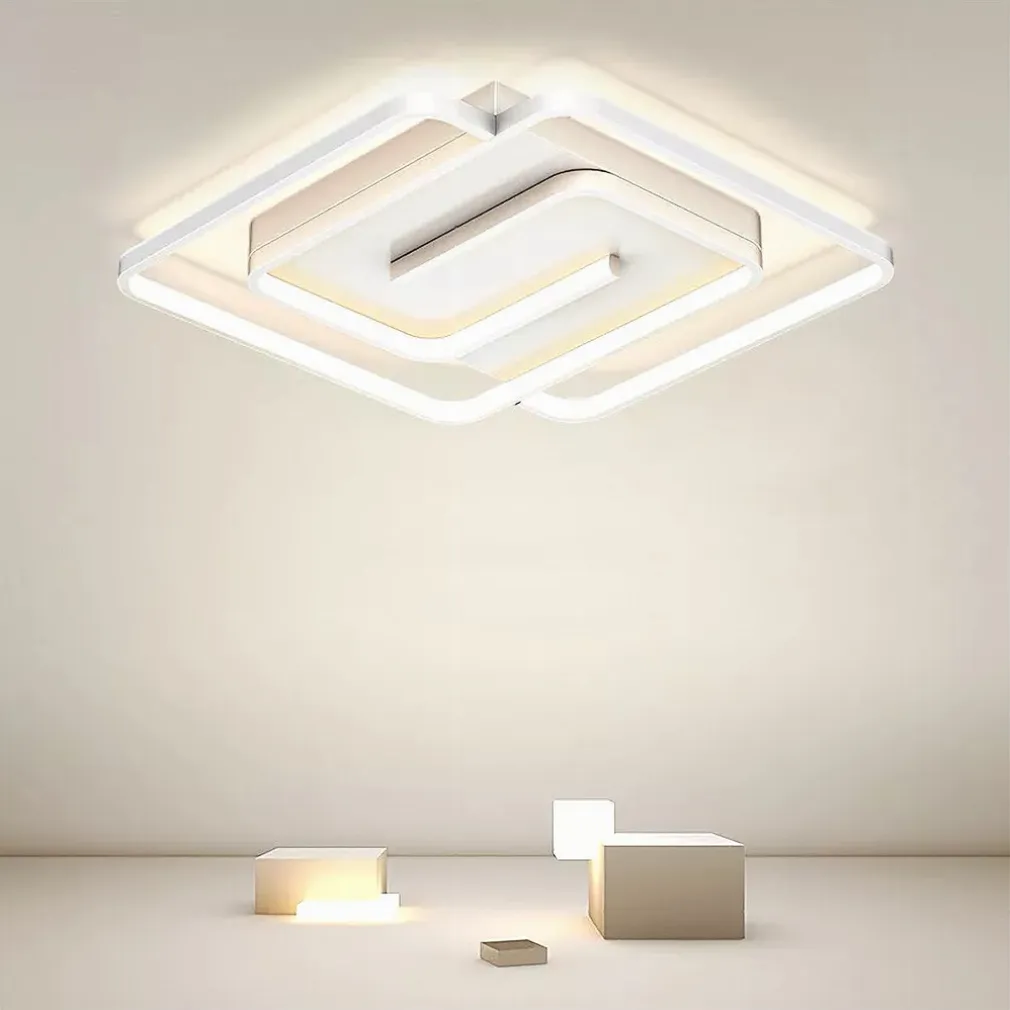 PLAFONIERA LED 48W QUADRATA SPIRALE VORTICE BIANCO LAMPADARIO SOFFITTO LUCE 4000K 70616