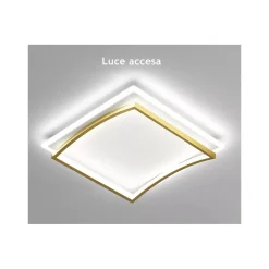 PLAFONIERA LED 48W QUADRATO BIANCO ORO DESIGN MODERNO SOFFITTO LUCE FREDDA 71523