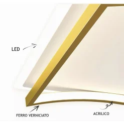 PLAFONIERA LED 48W QUADRATO BIANCO ORO DESIGN MODERNO SOFFITTO LUCE FREDDA 71523