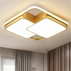 PLAFONIERA LED 48W QUADRATO ORO MODERNO LAMPADARIO SOFFITTO LUCE NATURALE 71455