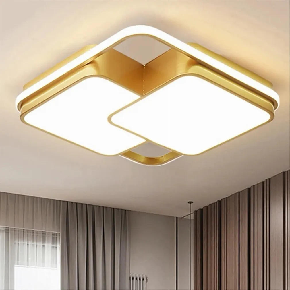 PLAFONIERA LED 48W QUADRATO ORO MODERNO LAMPADARIO SOFFITTO LUCE NATURALE 71455