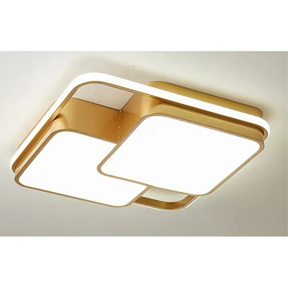 PLAFONIERA LED 48W QUADRATO ORO MODERNO LAMPADARIO SOFFITTO LUCE NATURALE 71455