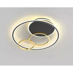 PLAFONIERA LED 55W TONDO CON CERCHI NERO ORO LAMPADA DA SOFFITTO LUCE 4000K 70876