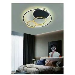 PLAFONIERA LED 55W TONDO CON CERCHI NERO ORO LAMPADA DA SOFFITTO LUCE 6500K 70883