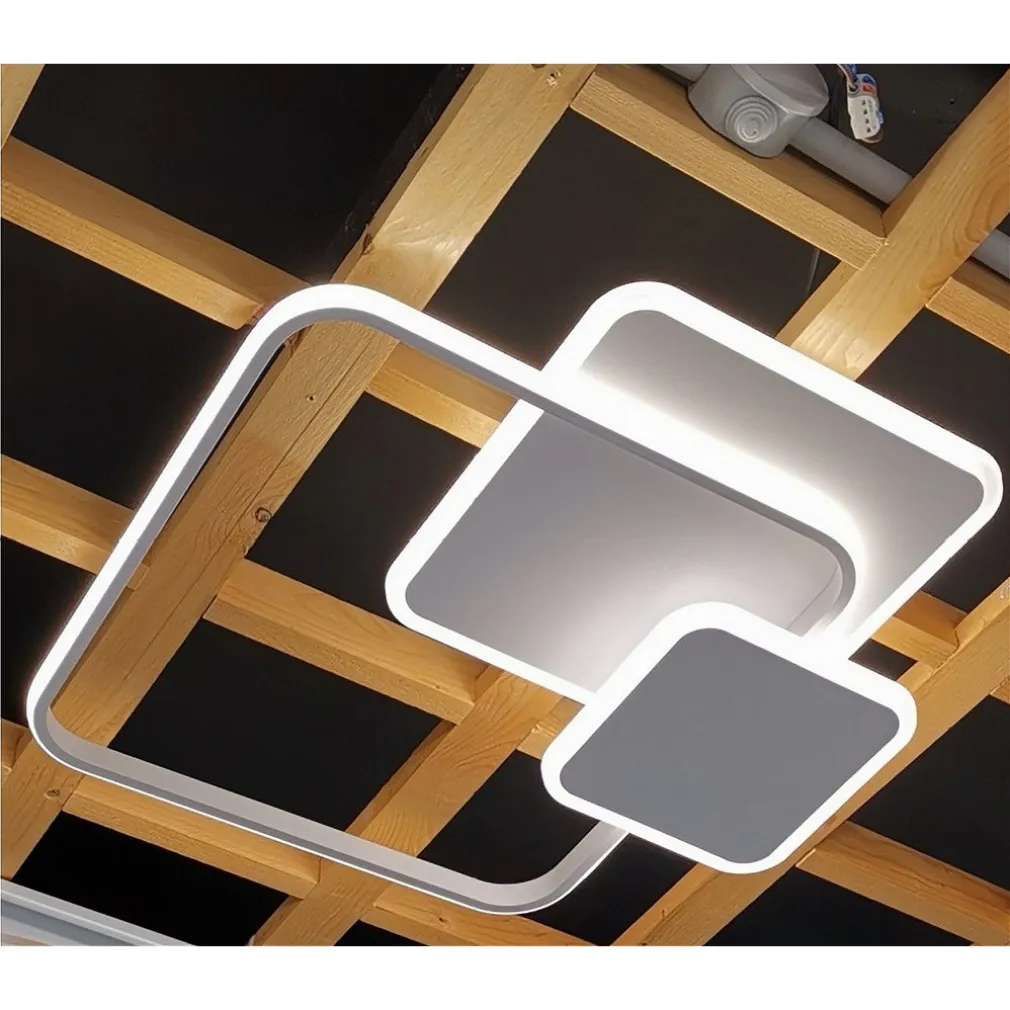 PLAFONIERA LUCE FREDDA LED QUADRATA 50W LAMPADARIO SOFFITTO BIANCO MODERNO 50064