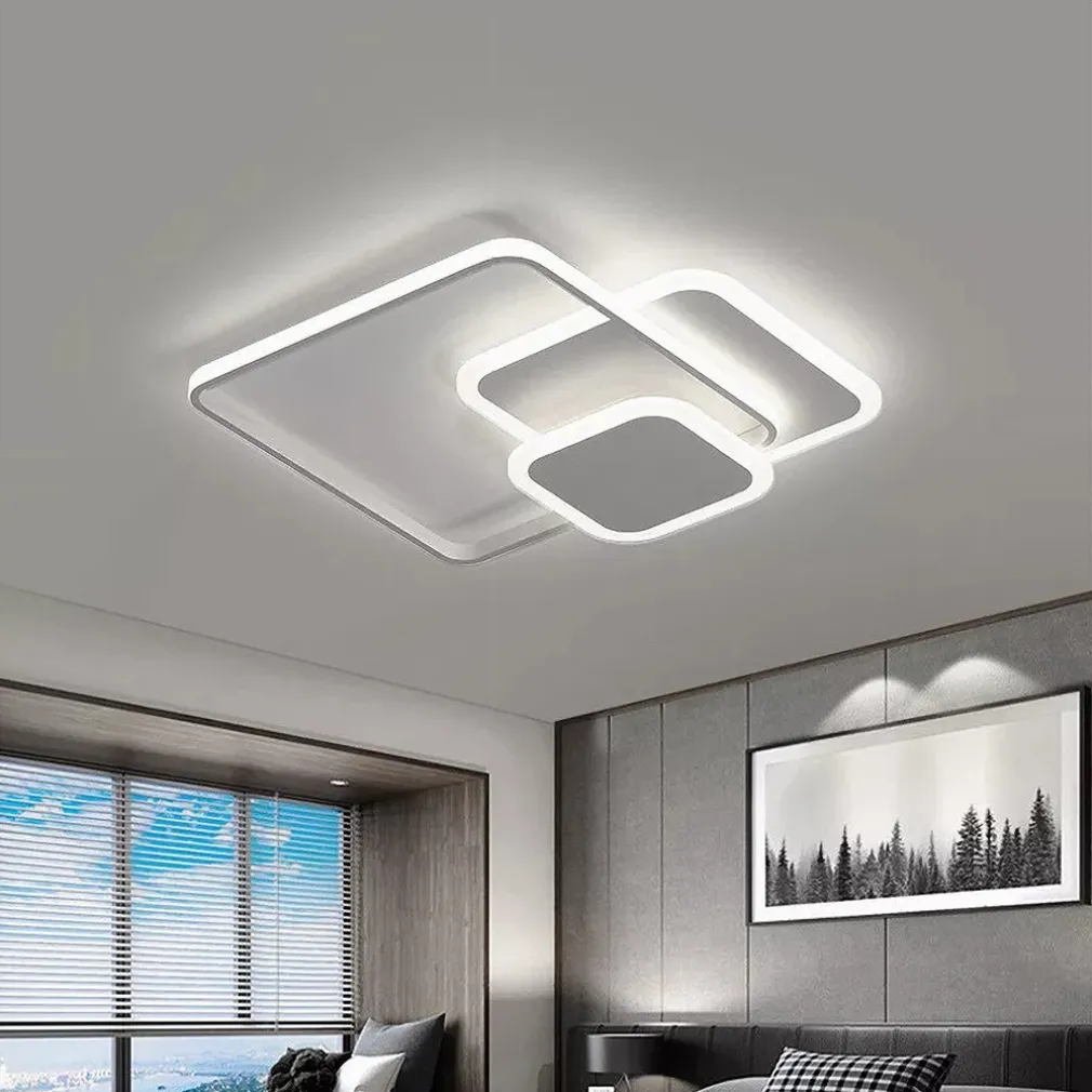 PLAFONIERA LUCE FREDDA LED QUADRATA 50W LAMPADARIO SOFFITTO BIANCO MODERNO 50064