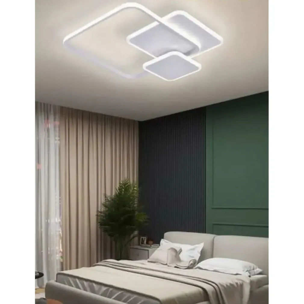 PLAFONIERA LUCE FREDDA LED QUADRATA 50W LAMPADARIO SOFFITTO BIANCO MODERNO 50064