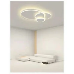PLAFONIERA LUCE NATURALE LED CERCHI 38W LAMPADARIO SOFFITTO BIANCO MODERNO 50019